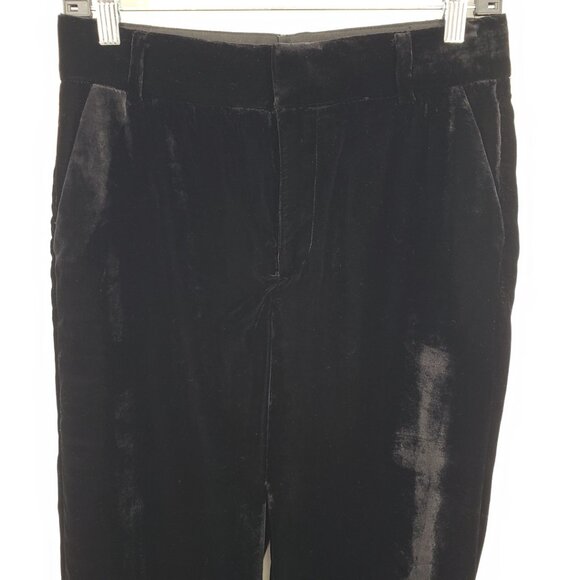 Zara Velvet High Rise Trouser Pants XS Womens Straight Leg Black‎ - Picture 3 of 9